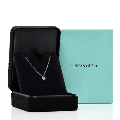 Tiffany Platinum Diamond .12ct Solitaire Pendant Necklace 5 of 5