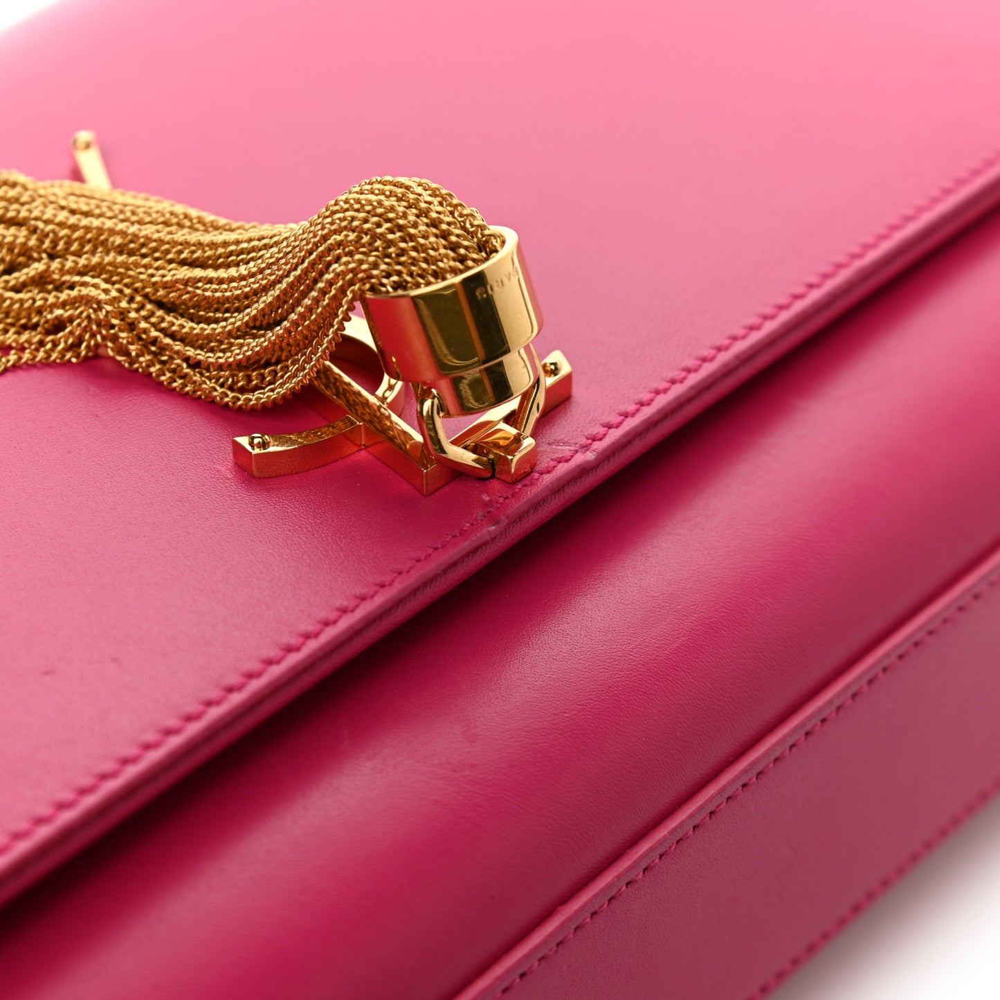 Smooth Calfskin Medium Classic Monogram Kate Tassel Satchel Fuchsia