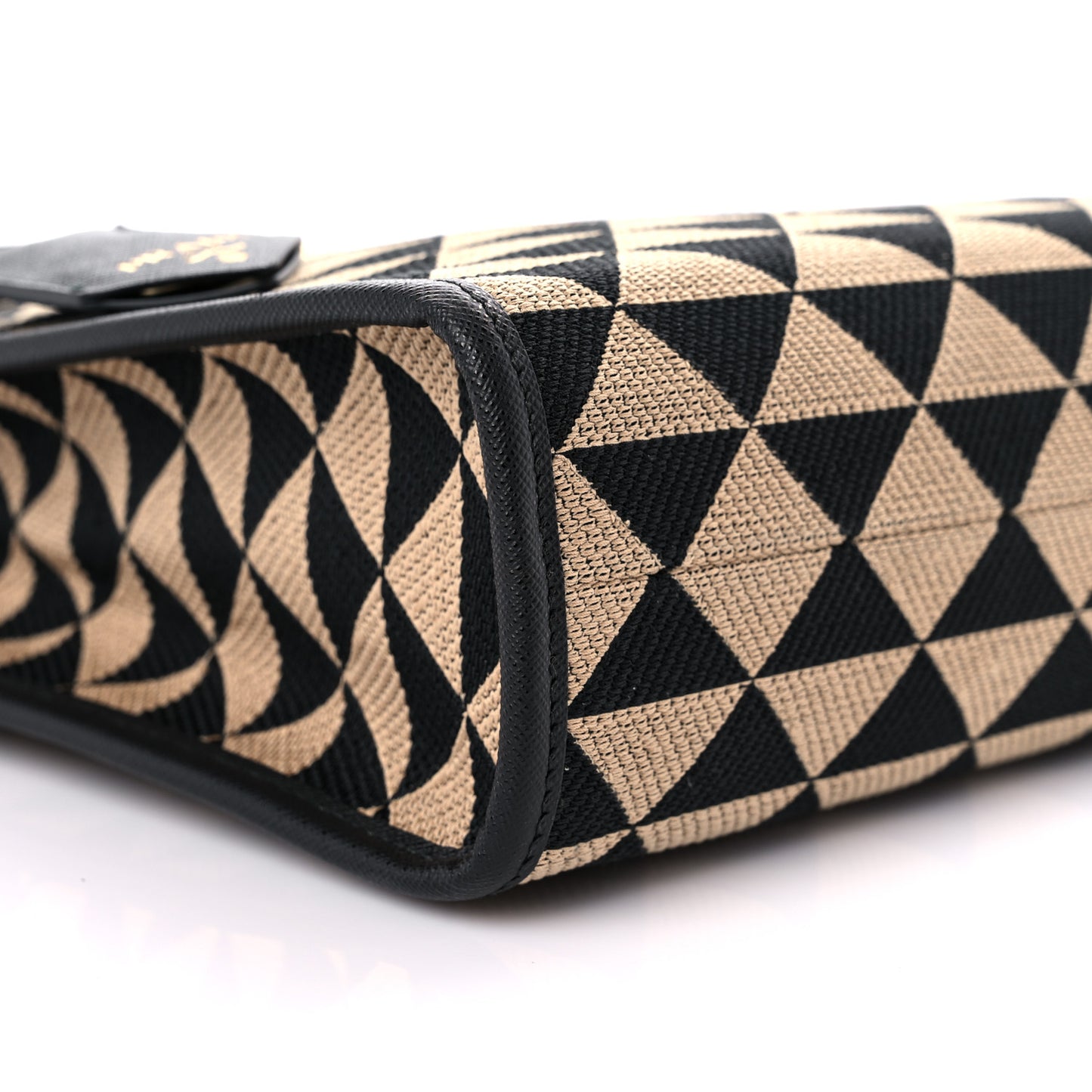 Jacquard Saffiano Triangolo Symbole Embroidered Small Tote Black Corda
