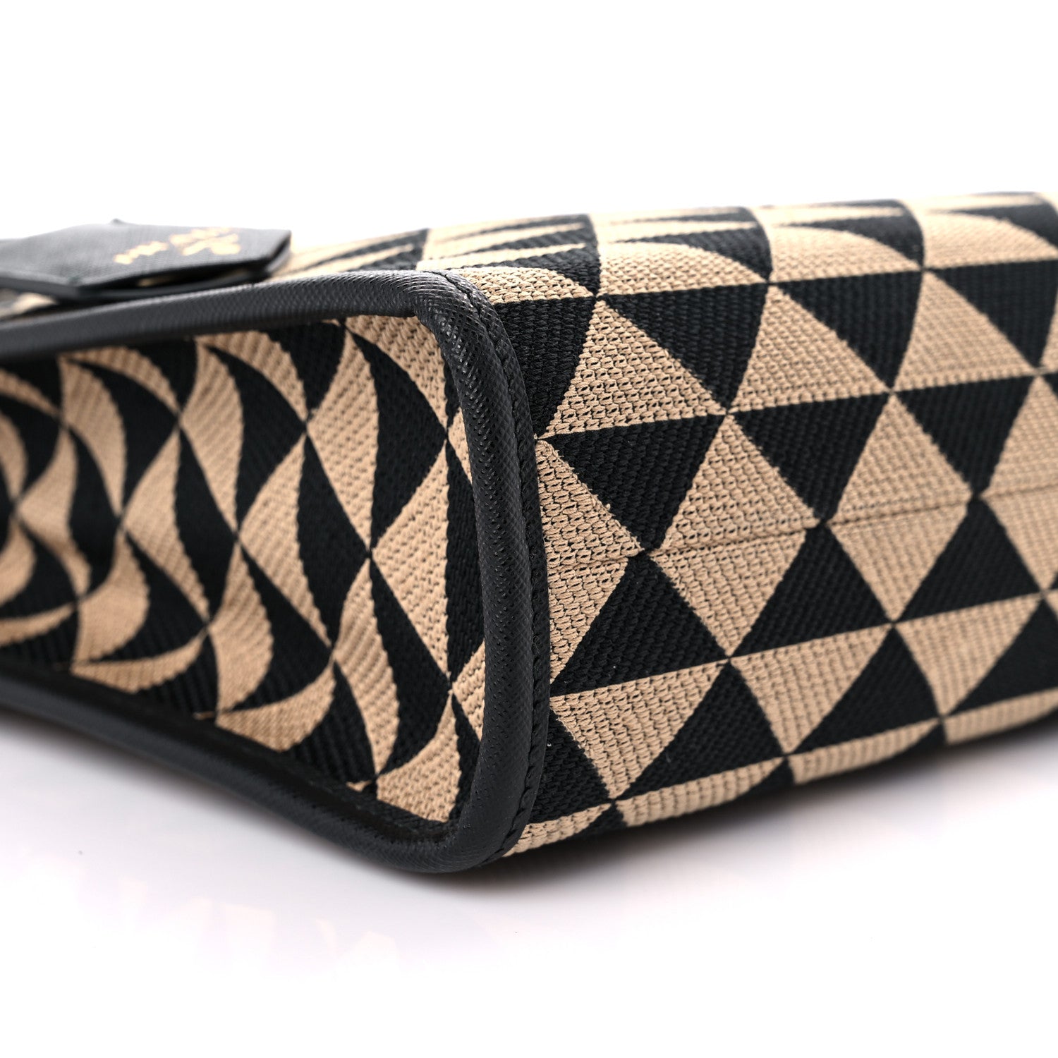 Prada Jacquard Saffiano Triangolo Symbole Embroidered Small Tote Black Corda 7 of 8
