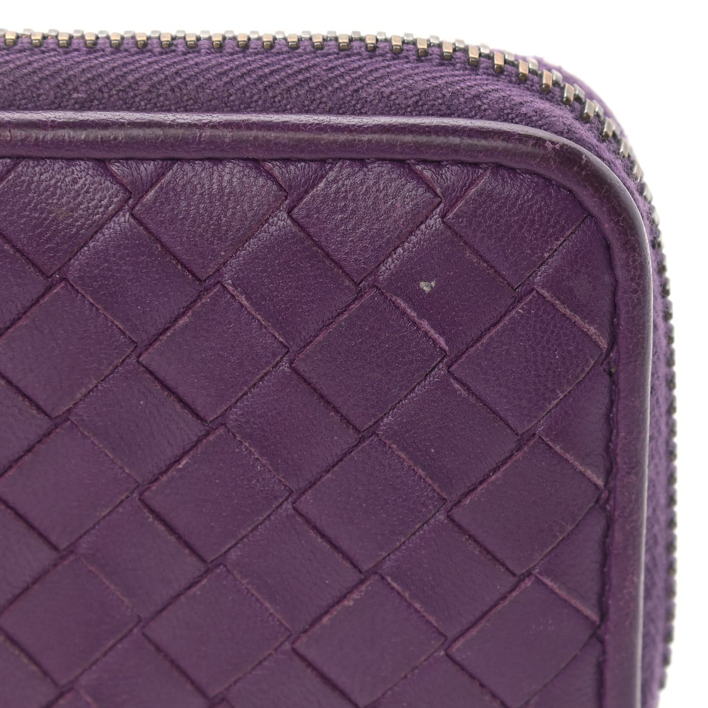 Nappa Intrecciato Zip Around Coin Purse Purple