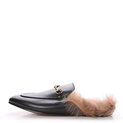 Gucci Calfskin Fur Princetown Slippers 42 Black 1 of 7
