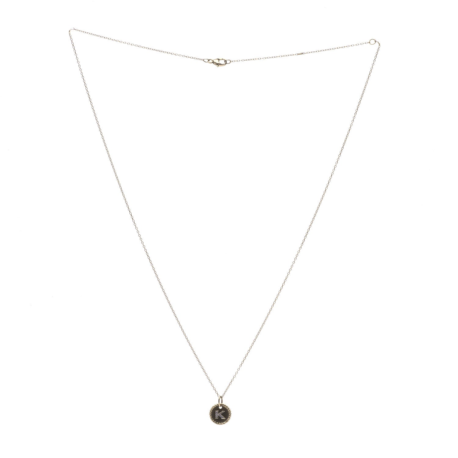 David Yurman 18K Yellow Gold Diamond Initial K Charm Pendant Necklace 3 of 5