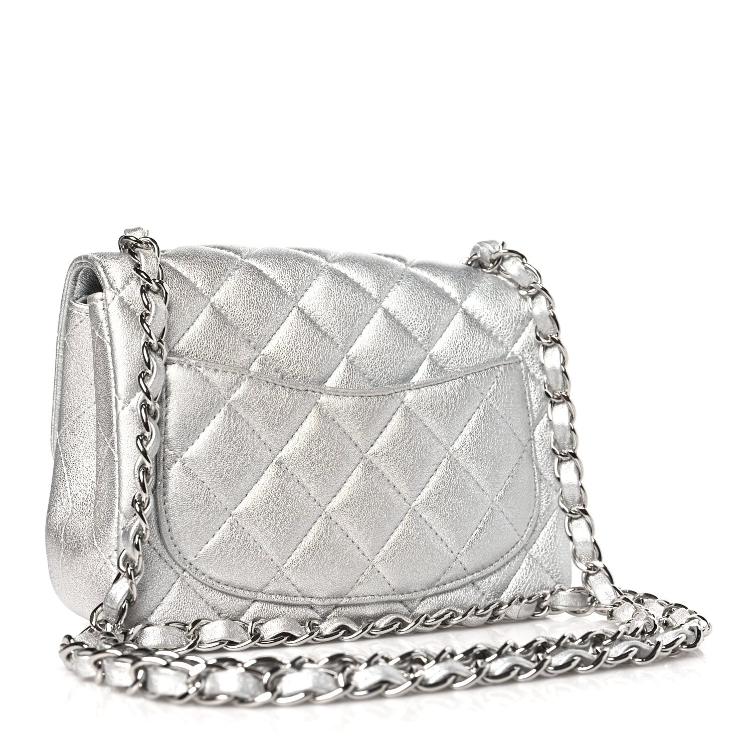 Chanel Metallic Lambskin Quilted Mini Square Flap Silver 3 of 11