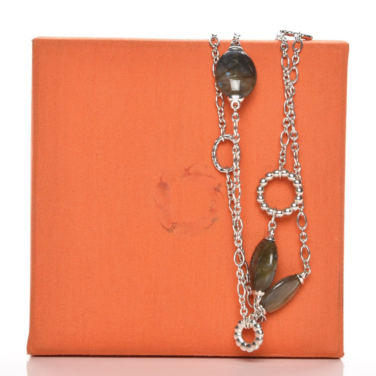 Sterling Silver Agate Dot Disc Station Necklace