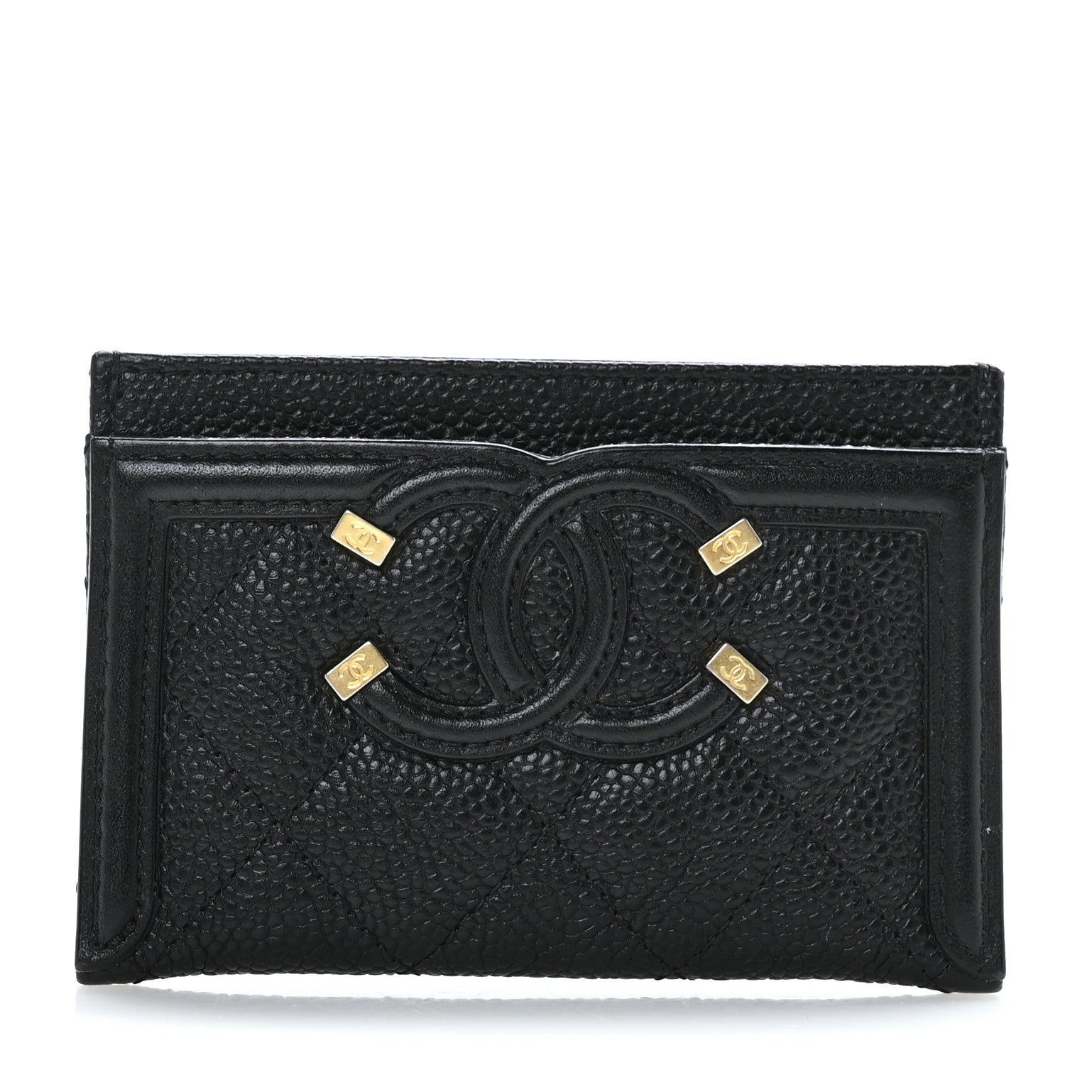 Chanel Caviar Quilted Filigree Card Holder Black 1 of 10