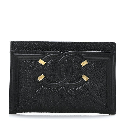 Chanel Caviar Quilted Filigree Card Holder Black 1 of 10