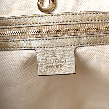 Gucci Metallic Pebbled Calfskin Medium Soho Chain Shoulder Bag Golden Beige 5 of 9