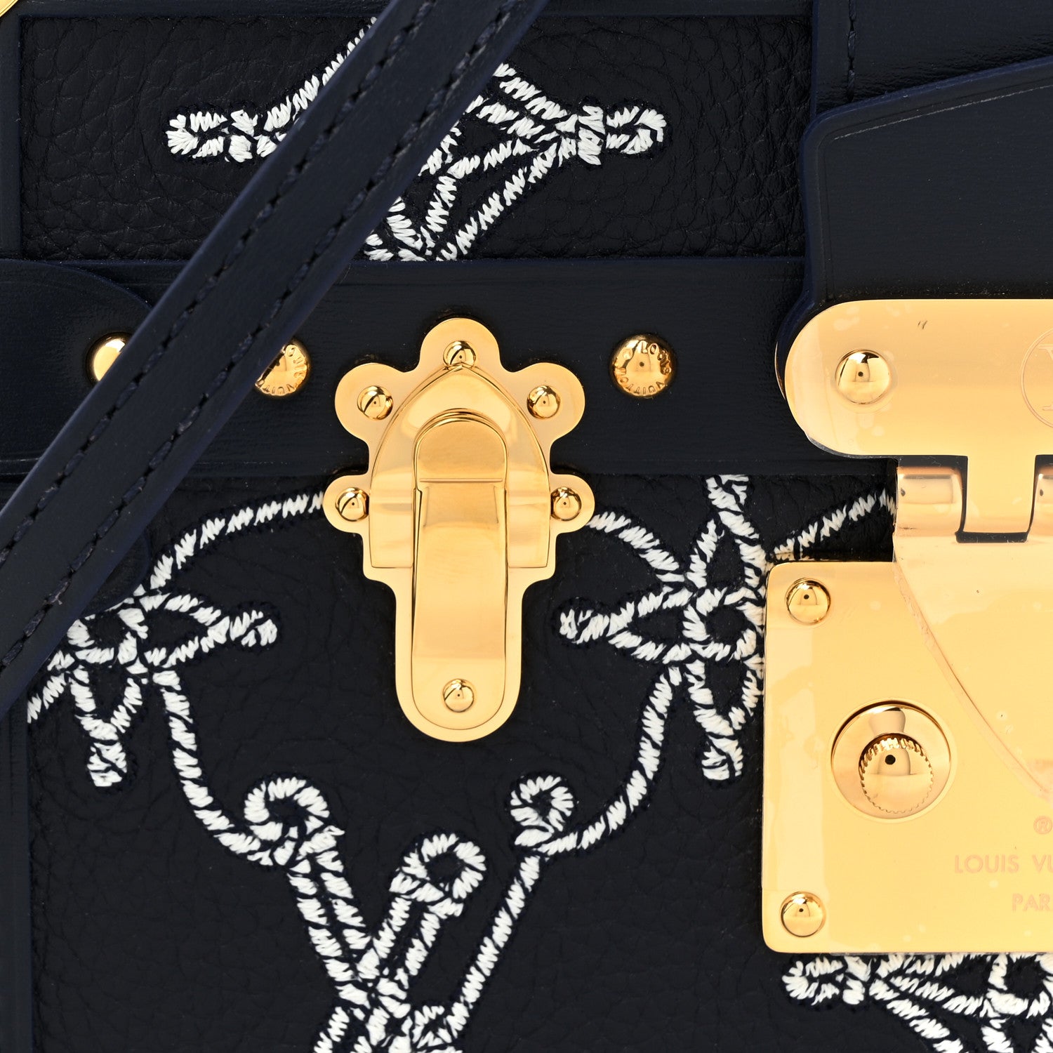 Louis Vuitton Calfskin Nautical Monogram Petite Malle Navy Blue 7 of 9