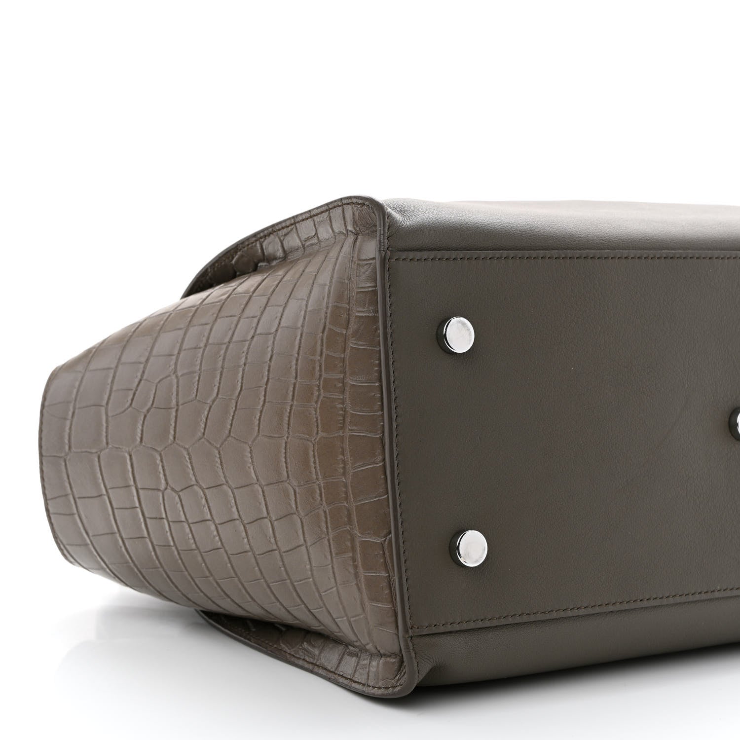 Saint Laurent Calfskin Crocodile Embossed Small Monogram Downtown Cabas Earth 9 of 15