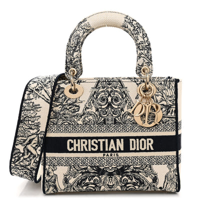 Christian Dior Canvas Embroidered Toile De Jouy Medium Lady D-Lite 1 of 9