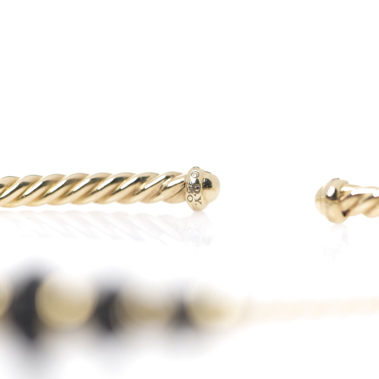 18K Yellow Gold Black Onyx Rio Rondelle Cabled Cuff Bracelet