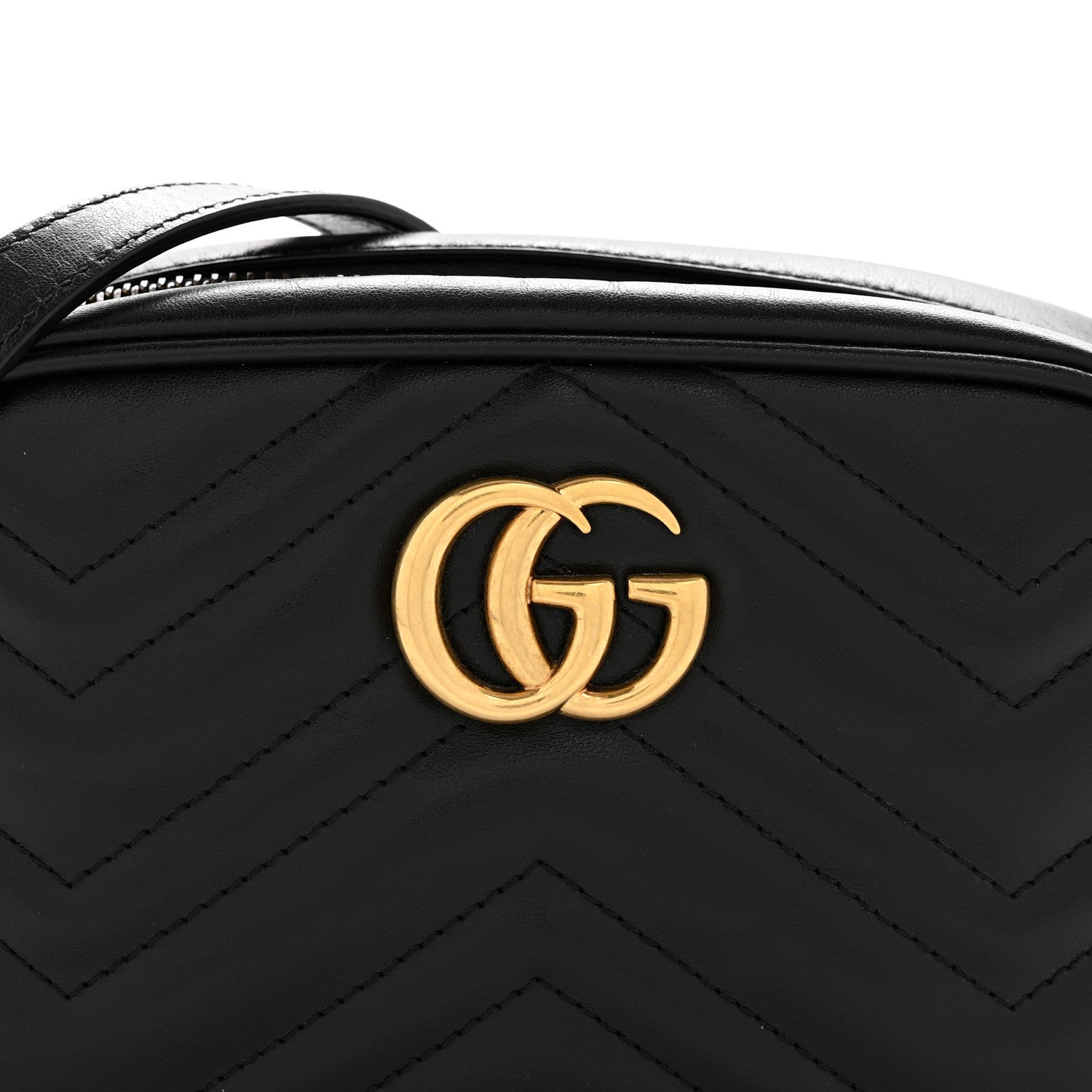 Gucci Calfskin Matelasse Mini GG Marmont Chain Shoulder Bag Black 8 of 12