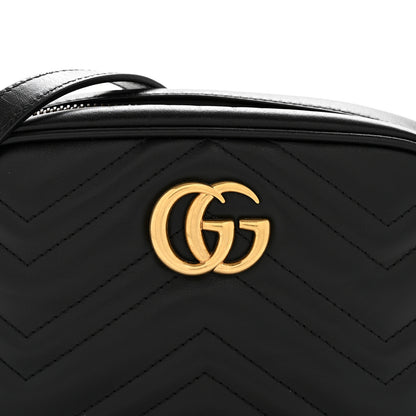 Gucci Calfskin Matelasse Mini GG Marmont Chain Shoulder Bag Black 8 of 12