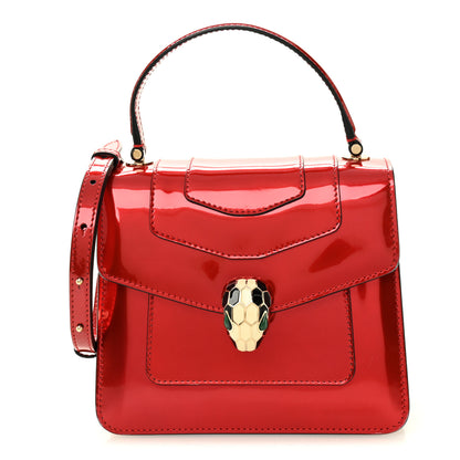 Bulgari Metallic Calfskin Serpenti Forever Top Handle Dark Red 1 of 11