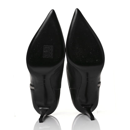Saint Laurent Calfskin Fold Over Ankle Boots 38 Black White 5 of 7