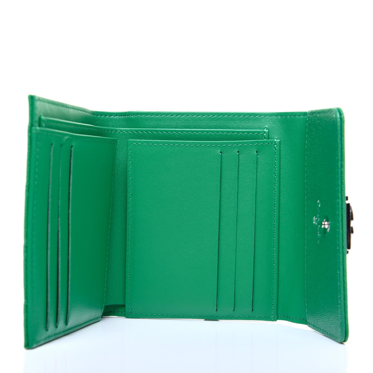 Chanel Caviar Quilted Compact Boy Wallet Green 11 of 12