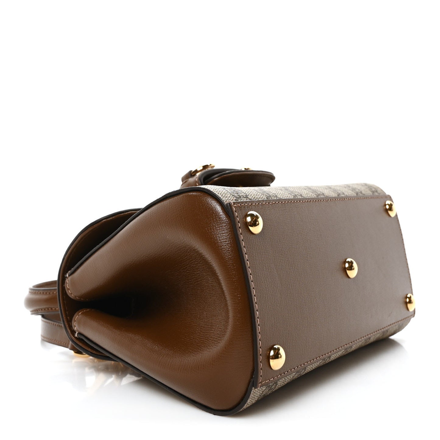 GG Supreme Monogram Azalea Calfskin Mini Horsebit 1955 Top Handle Flap Bag Beige Ebony Brown Sugar