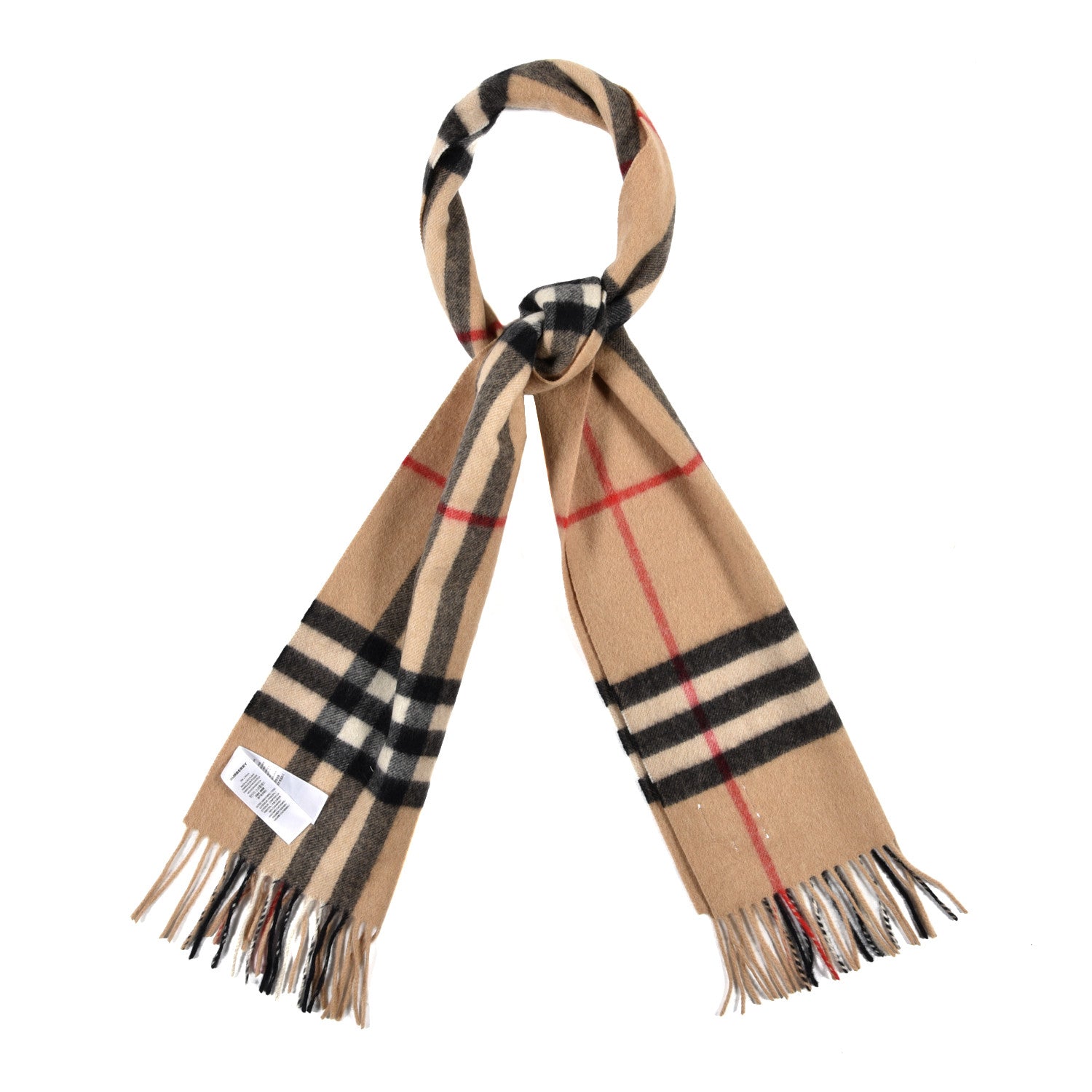 Burberry Cashmere Giant Check Fringe Scarf Archive Beige 1 of 4