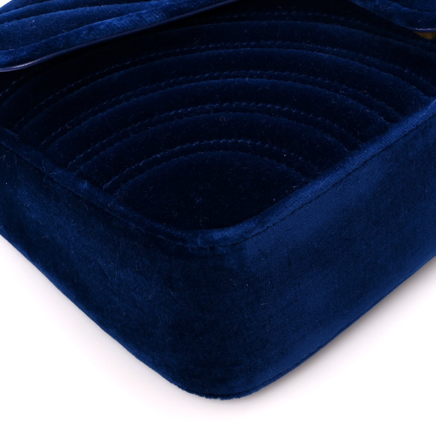 Gucci Velvet Matelasse Small GG Marmont Shoulder Bag Cobalt Blue 11 of 12