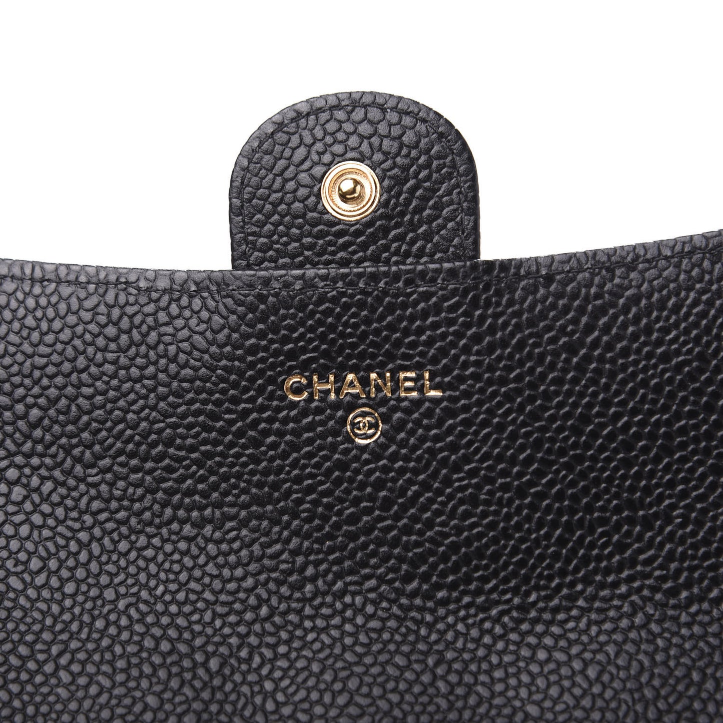Caviar Quilted Large Gusset Flap Wallet Black