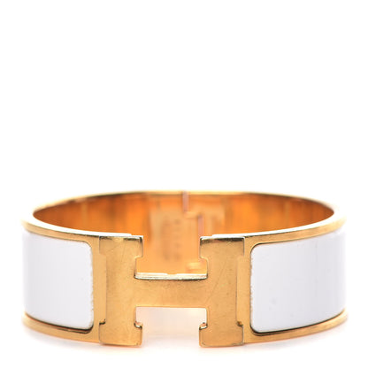 Hermes Enamel Wide Clic Clac H Bracelet PM White 1 of 5