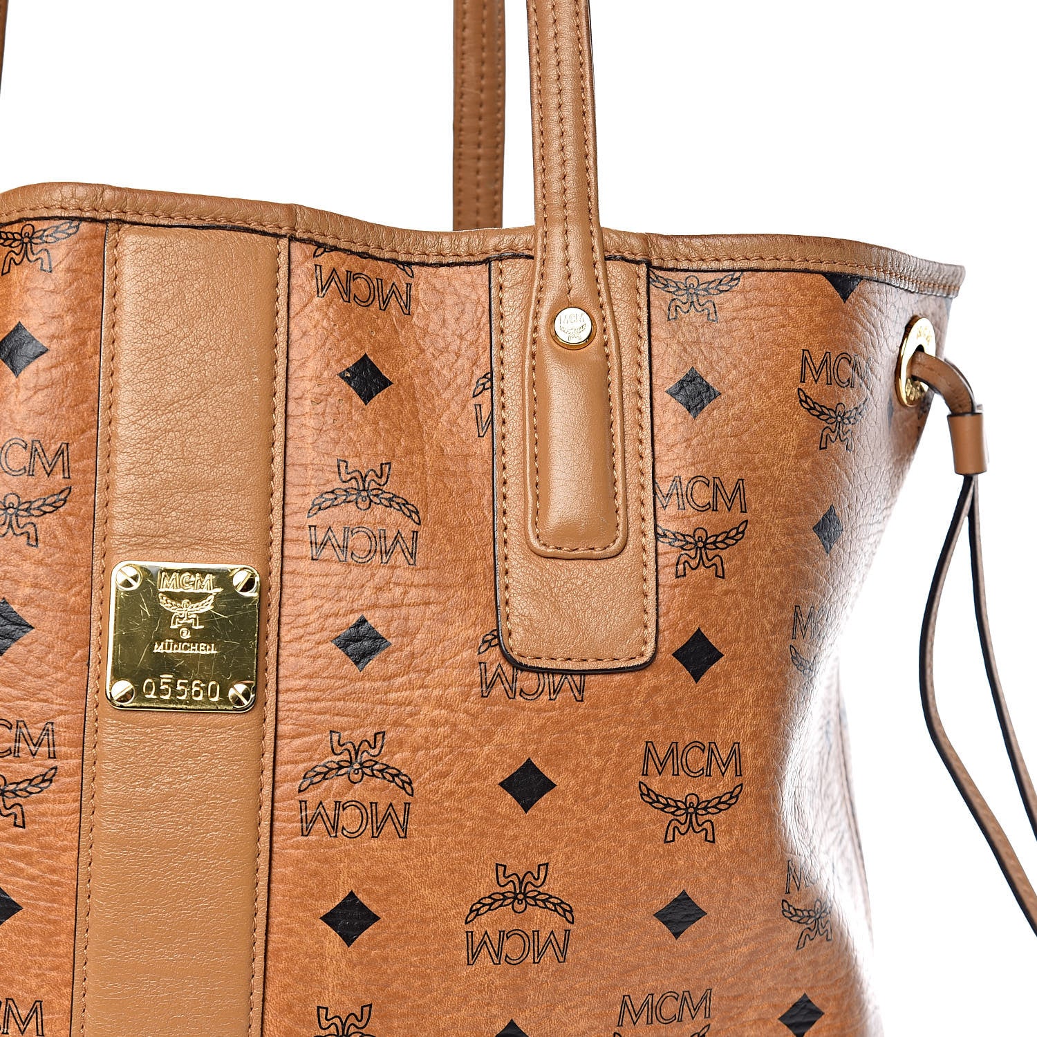 MCM Visetos Medium Liz Reversible Shopper Tote Cognac 18 of 29