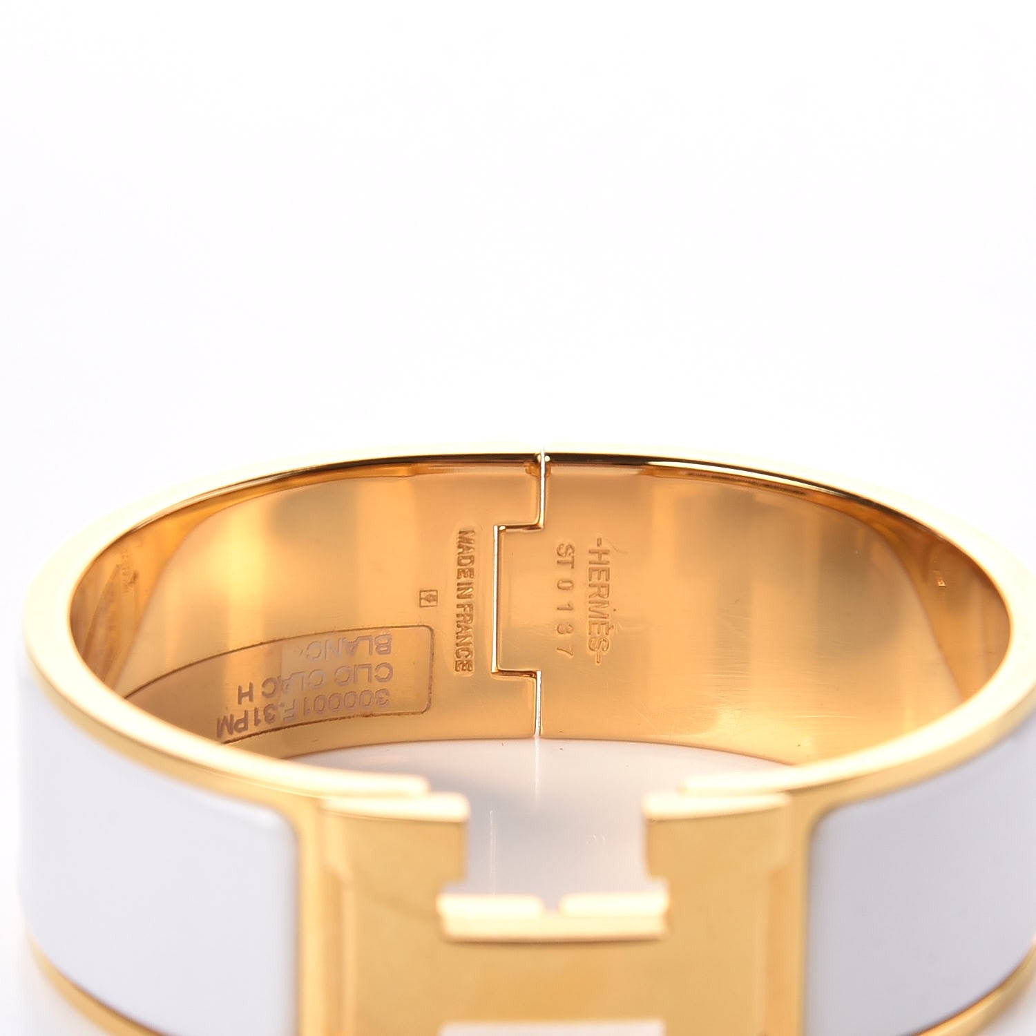 Hermes Enamel Wide Clic Clac H Bracelet PM White 4 of 5