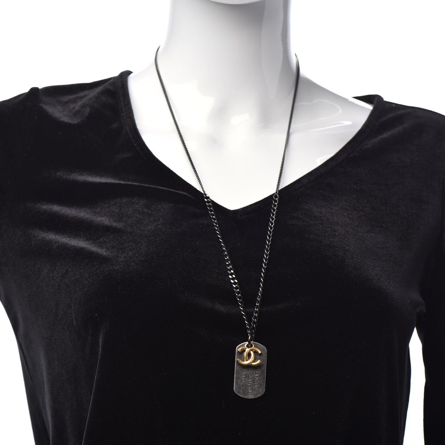 Ruthenium ID Dog Tag Charm Necklace Silver Gold