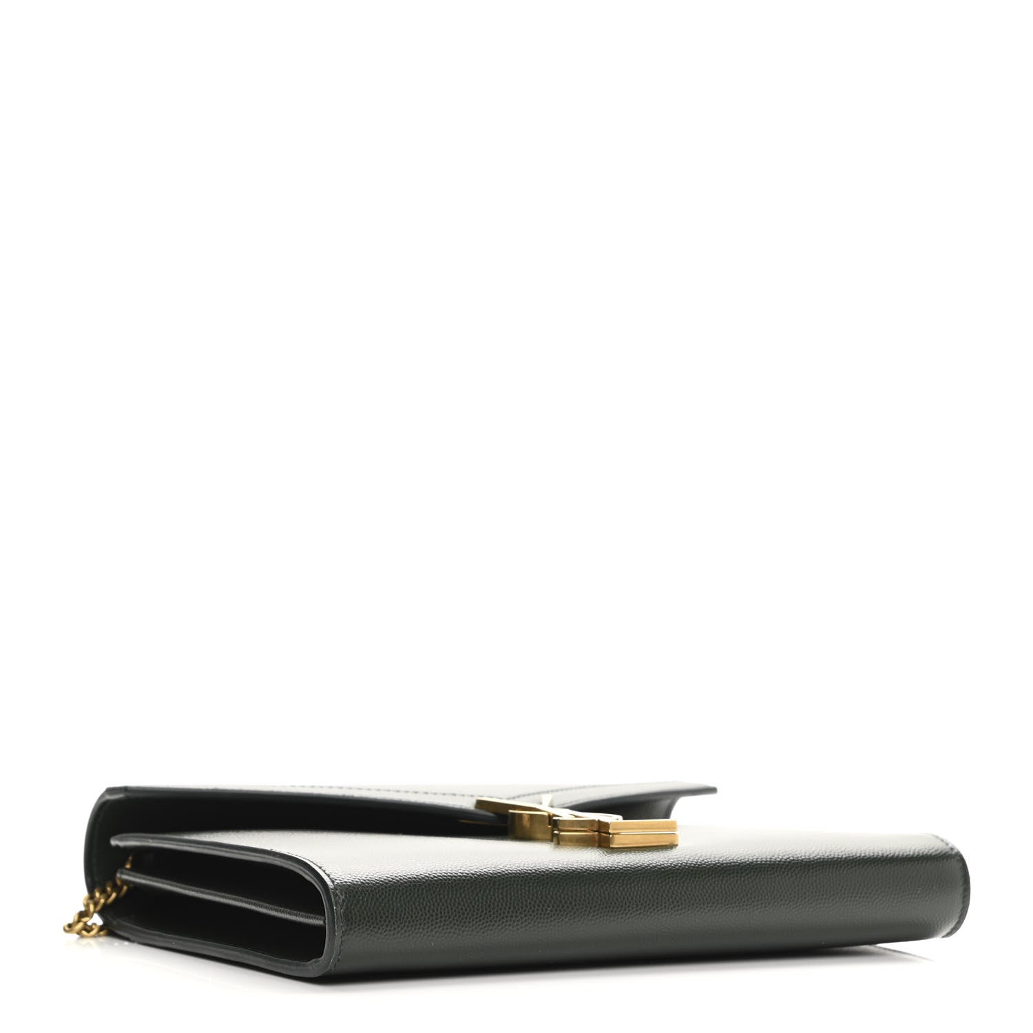 Saint Laurent Smooth Calfskin Monogram Cassandra Clasp Bag Dark Green 4 of 11