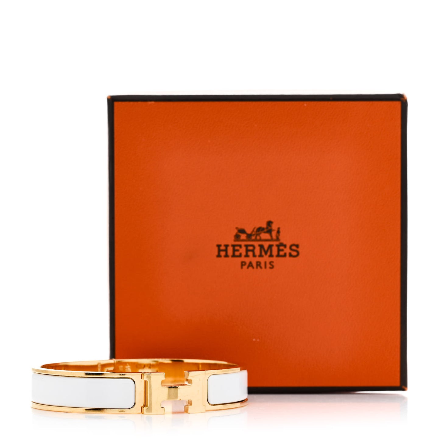 Enamel Narrow Clic Clac H Bracelet GM White
