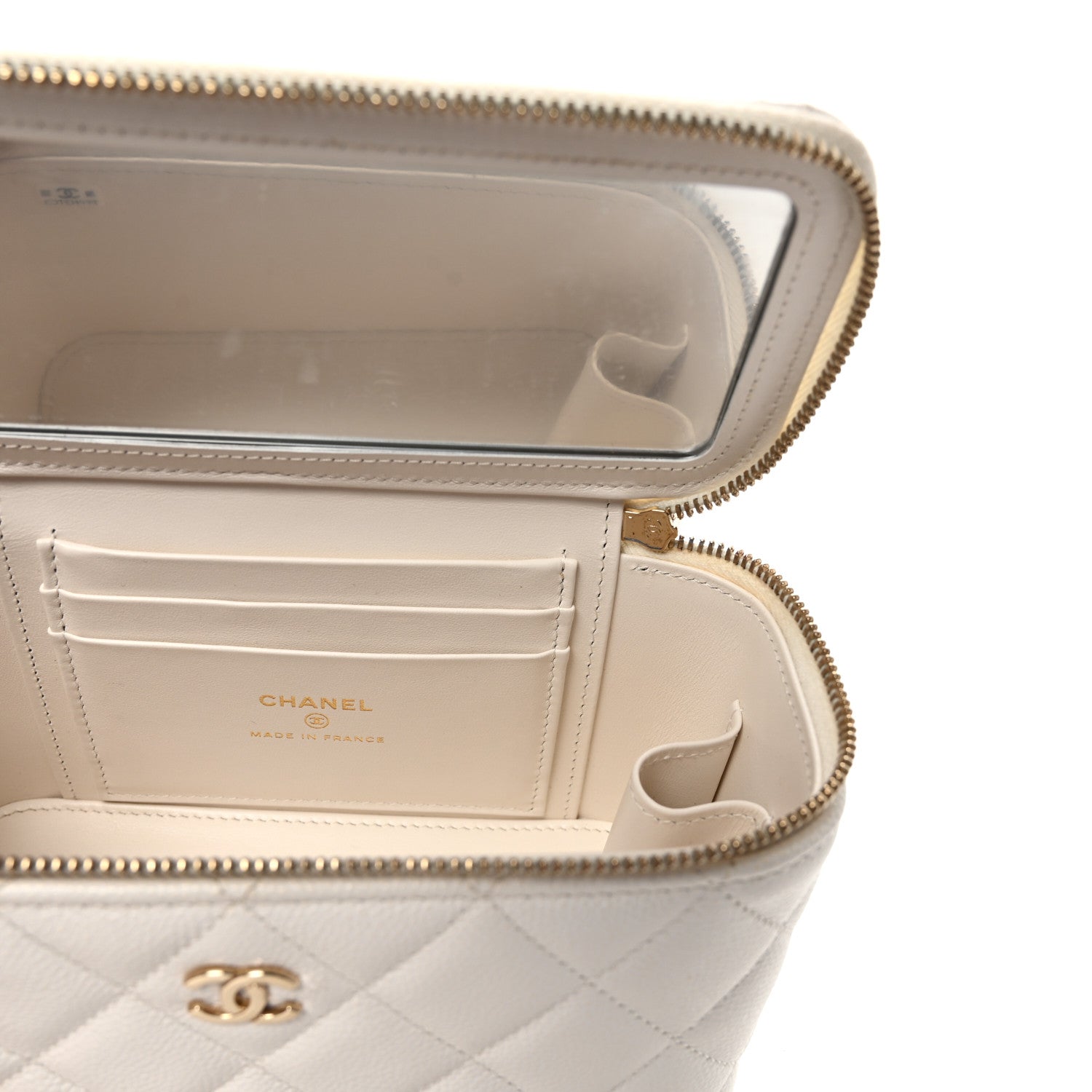 Chanel Caviar Quilted Small Vanity Case With Chain White 6 of 11