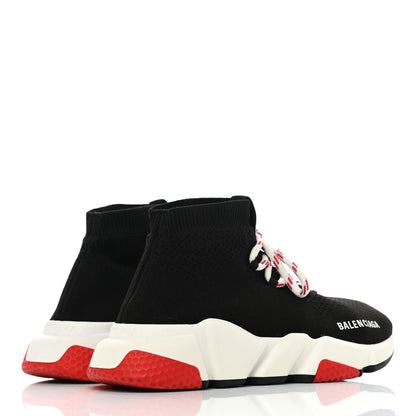 Balenciaga Neoprene Knit Womens Speed Lace Up Sneakers 35.5 Black Red 4 of 8