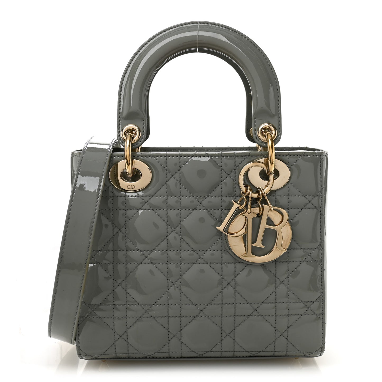 Patent Cannage Small Lady Dior Grey