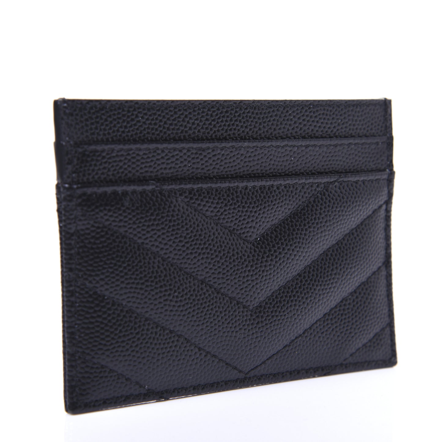 Grain De Poudre Matelasse Chevron Monogram Credit Card Case Black