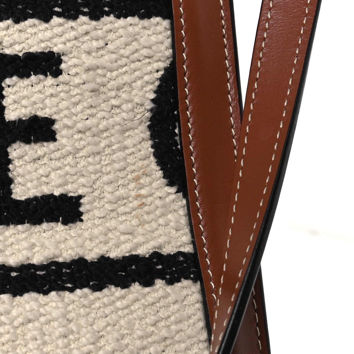 All Over Textile Calfskin Small Vertical Cabas Natural Tan Black