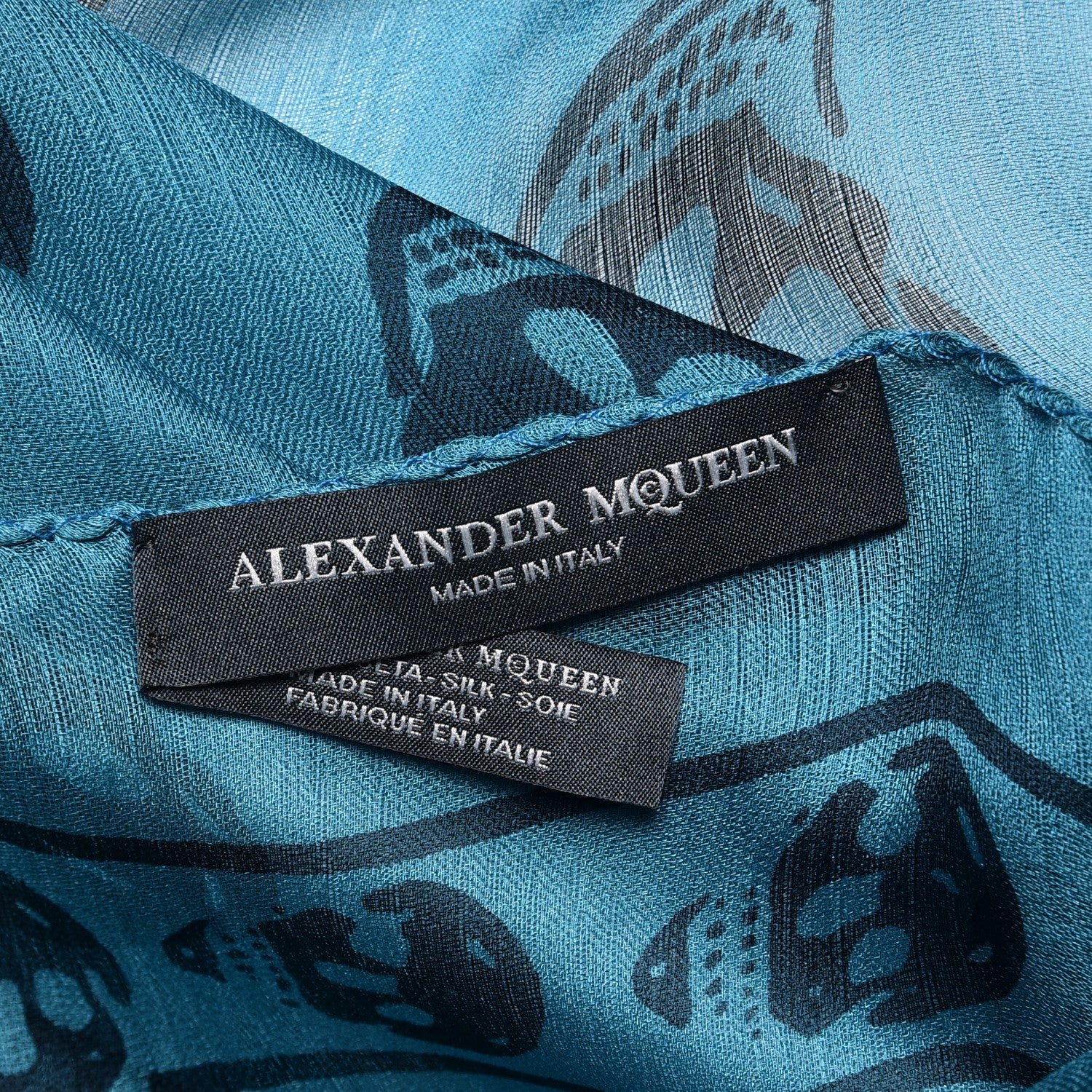 Alexander McQueen Silk Chiffon Skull Scarf Petroleum Blue 5 of 6