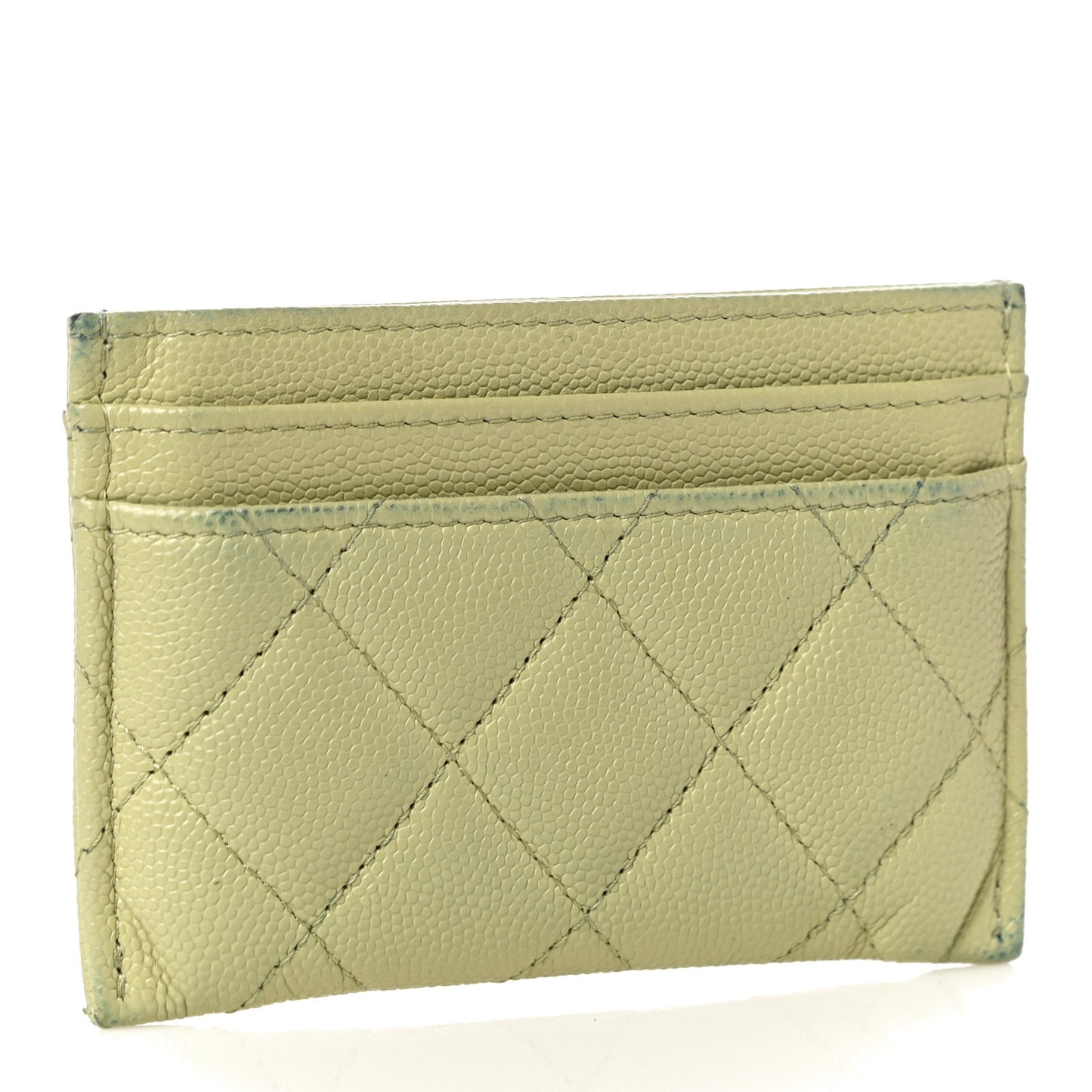 Caviar Quilted French New Wave Card Holder Light Green