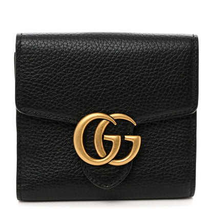 Gucci Dollar Calfskin Medium GG Marmont Wallet Black 1 of 9