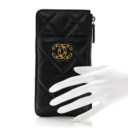 Chanel Lambskin Quilted Chanel 19 Phone and Card Holder Black 2 of 12