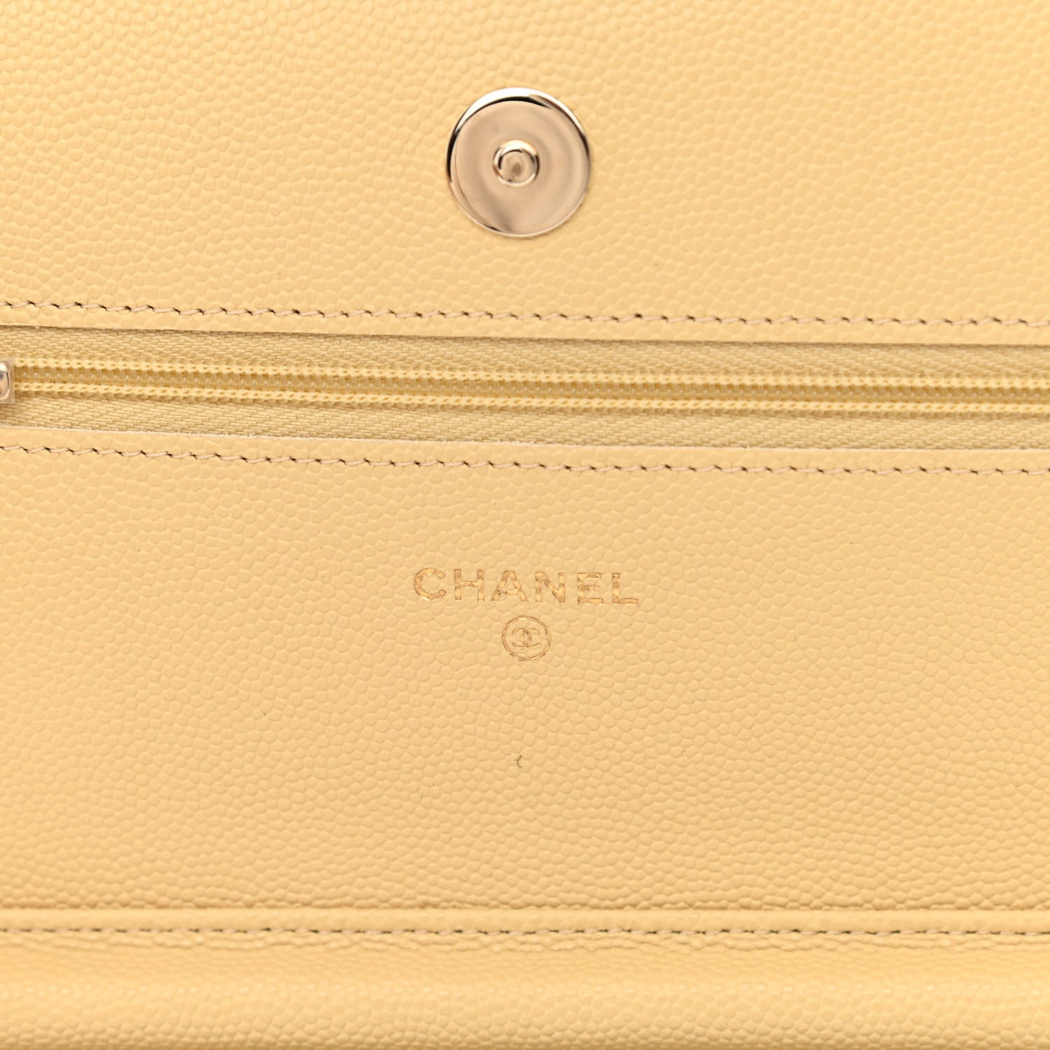 Chanel Caviar Quilted Wallet on Chain WOC Yellow 7 of 13