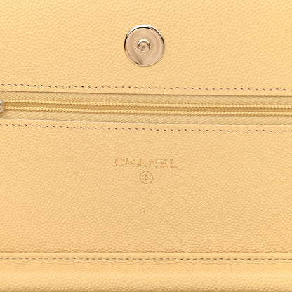 Chanel Caviar Quilted Wallet on Chain WOC Yellow 7 of 13