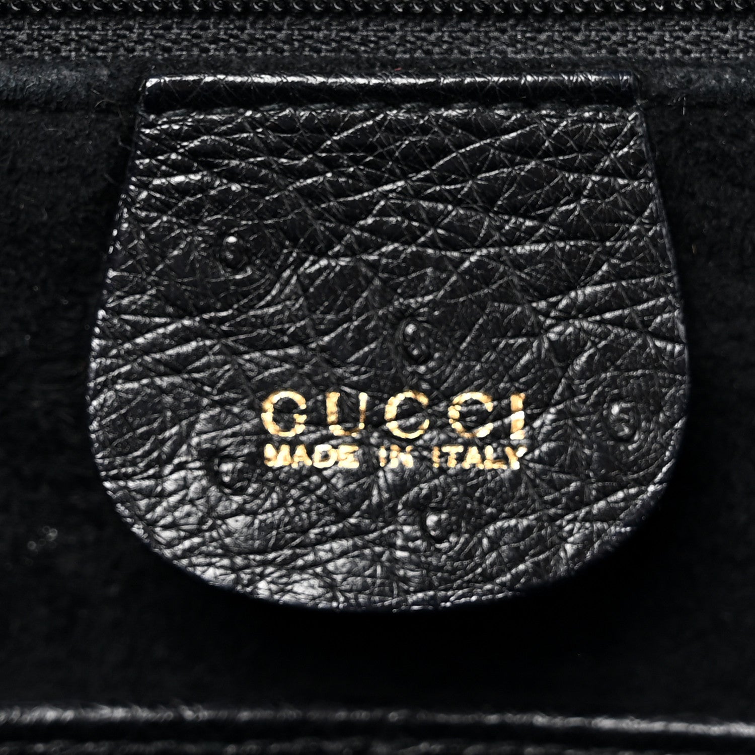 Gucci Ostrich Medium Bamboo Top Handle Bag Black 6 of 16