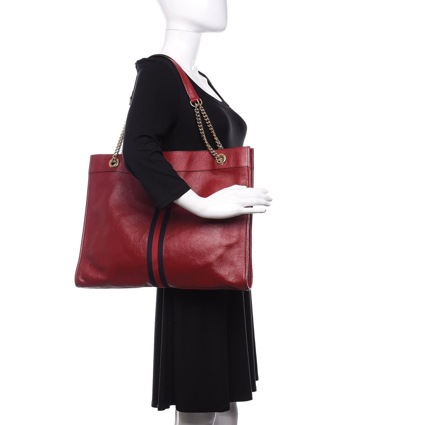 Calfskin Large Rajah Chain Tote Romantic Cherry