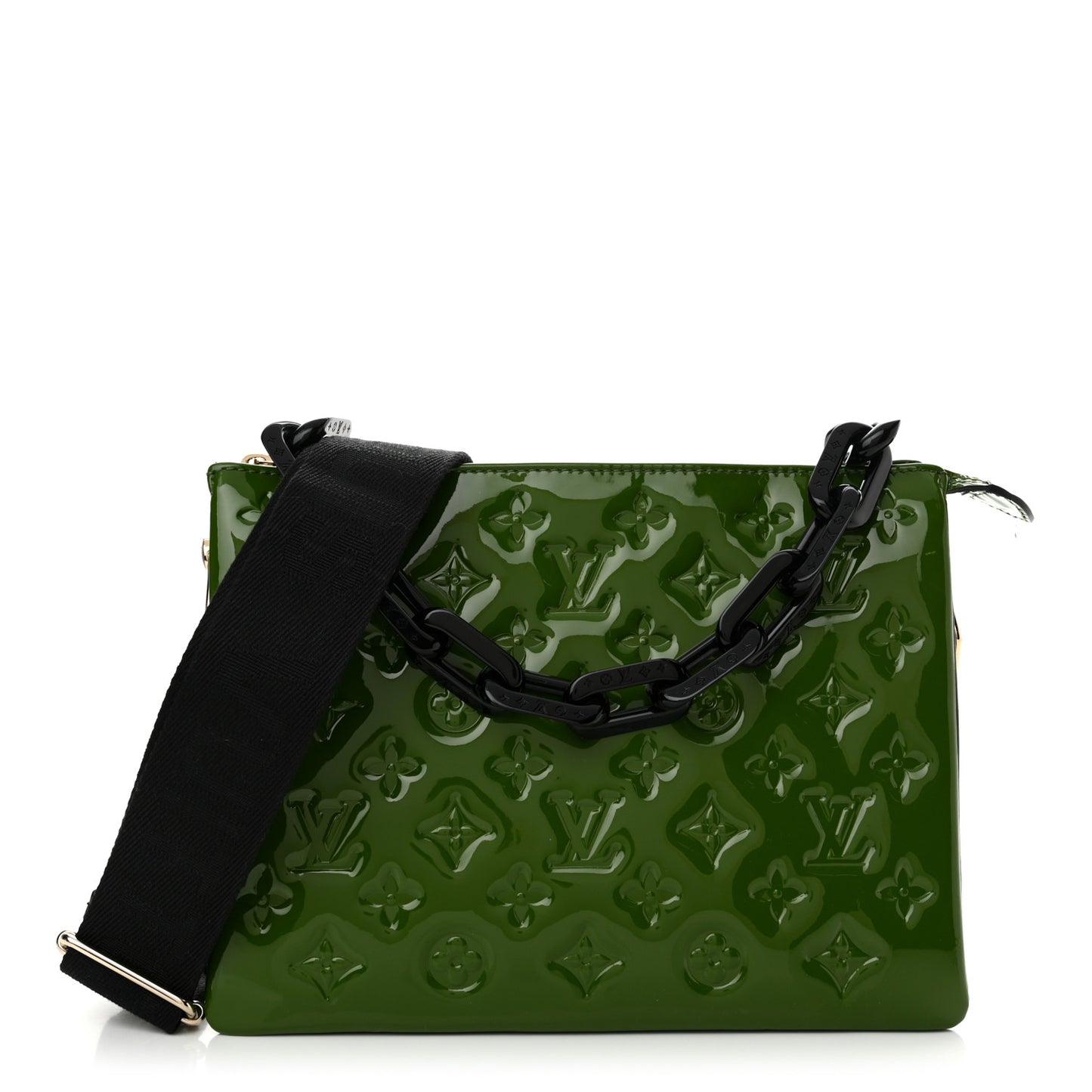 Patent Embossed Monogram Coussin PM Green Black