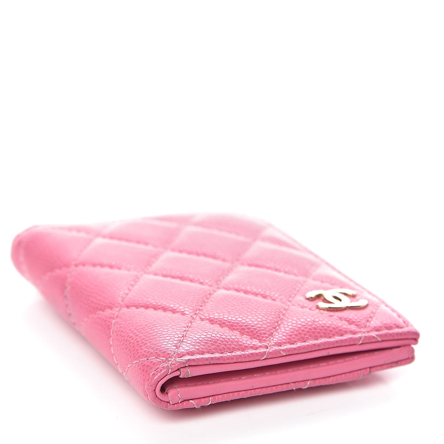 Caviar Quilted Card Holder Wallet Pink