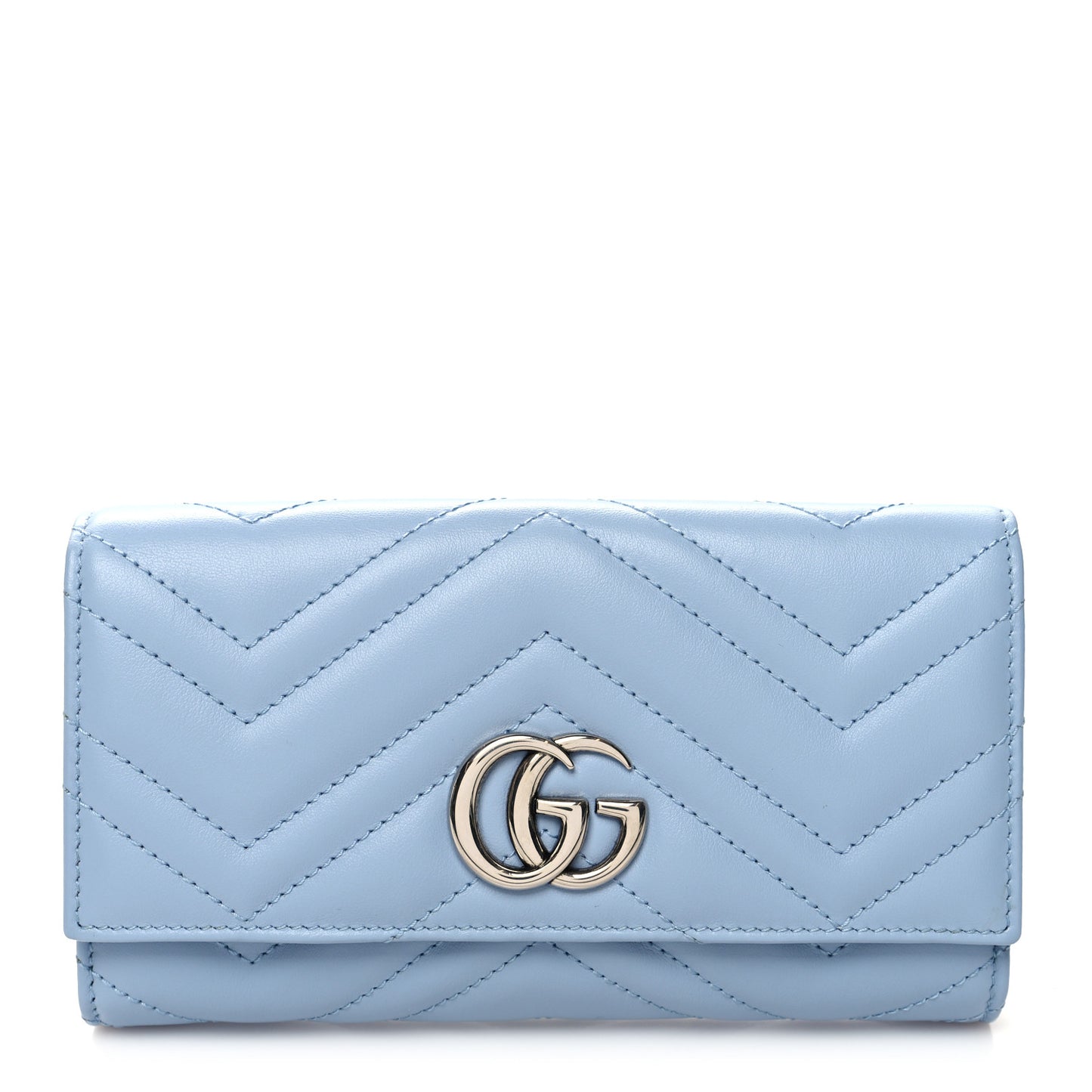 Calfskin Matelasse GG Marmont Continental Wallet Porcelain Light Blue