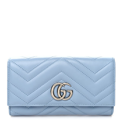 Gucci Calfskin Matelasse GG Marmont Continental Wallet Porcelain Light Blue 1 of 9