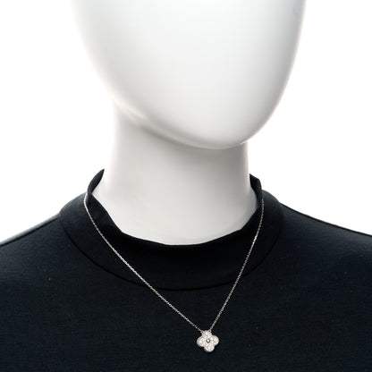 Van Cleef & Arpels 18K White Gold Diamond Vintage Alhambra Pendant Necklace 2 of 5
