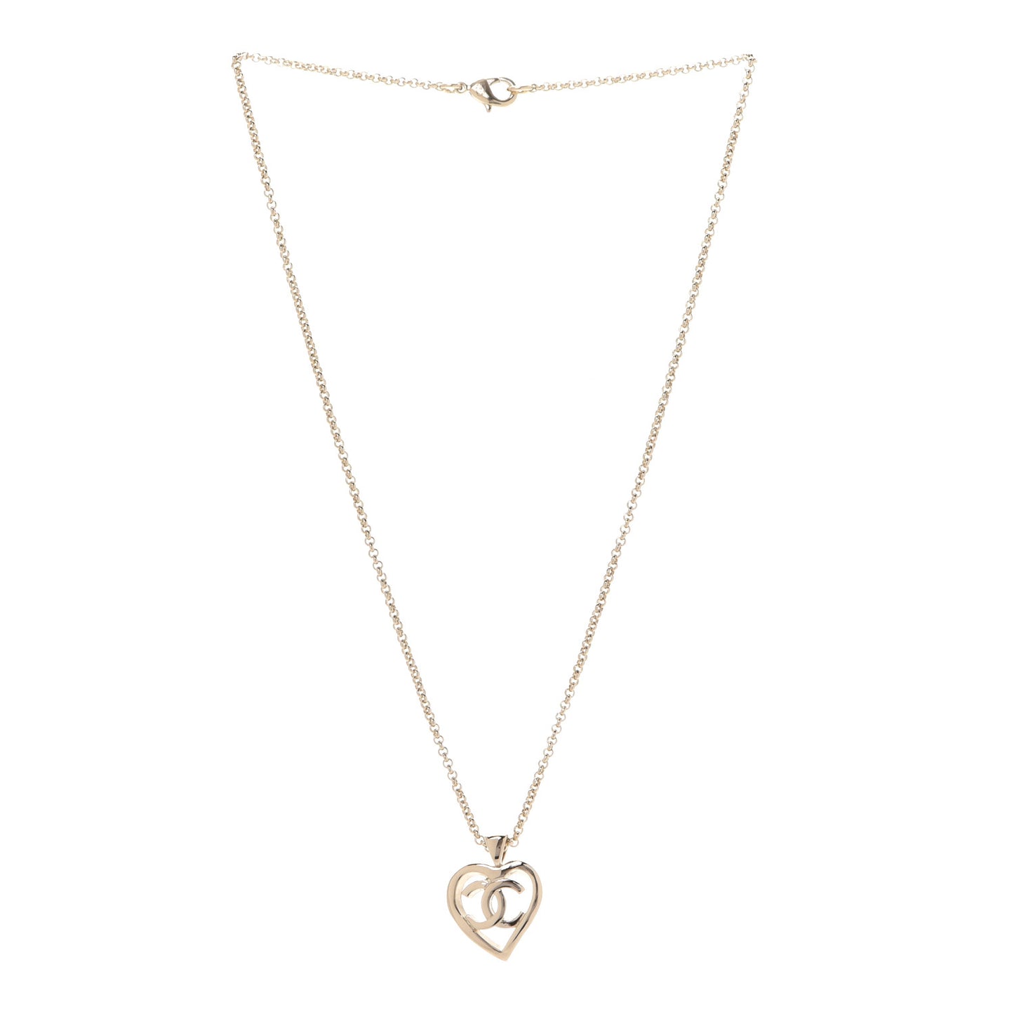 CC Heart Chain Pendant Necklace Gold